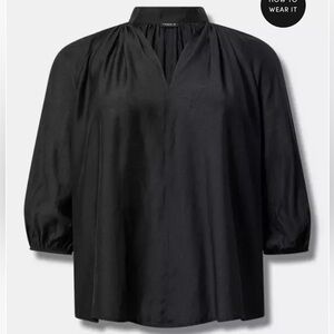 Torrid Peasant Raglan Blouse Size 3 Or 22-24W Womens Plus Black NEW WITH TAGS